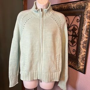 Cozy/warm Eddie Bauer light green zip sweater Sz L
